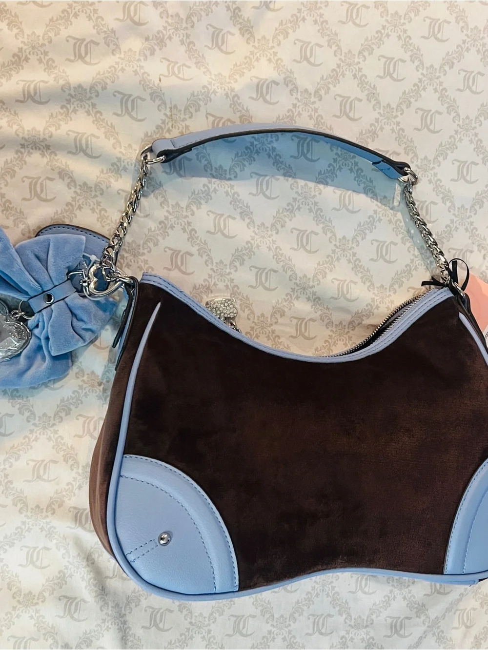 New Blue Brown Juicy Couture Bag Purse Juicy Princess Shoulder Bag Handbag